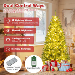 6 FT Pre-Lit Christmas Tree with 700 Warm White LEDs, Remote, Timer and 4 Brightness Levels