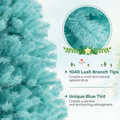 7 FT Blue Pre-Lit Artificial Christmas Tree with 1040 Tips and 380 Warm White LED Lights