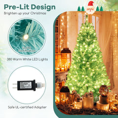 7 FT Blue Pre-Lit Artificial Christmas Tree with 1040 Tips and 380 Warm White LED Lights