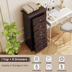 6 Drawers Chest Dresser Clothes Storage Bedroom Furniture Cabinet-Brown