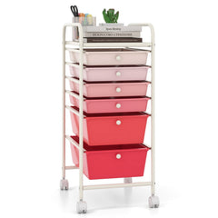 6 Drawers Rolling Storage Cart Organizer-Pink