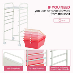 6 Drawers Rolling Storage Cart Organizer-Pink