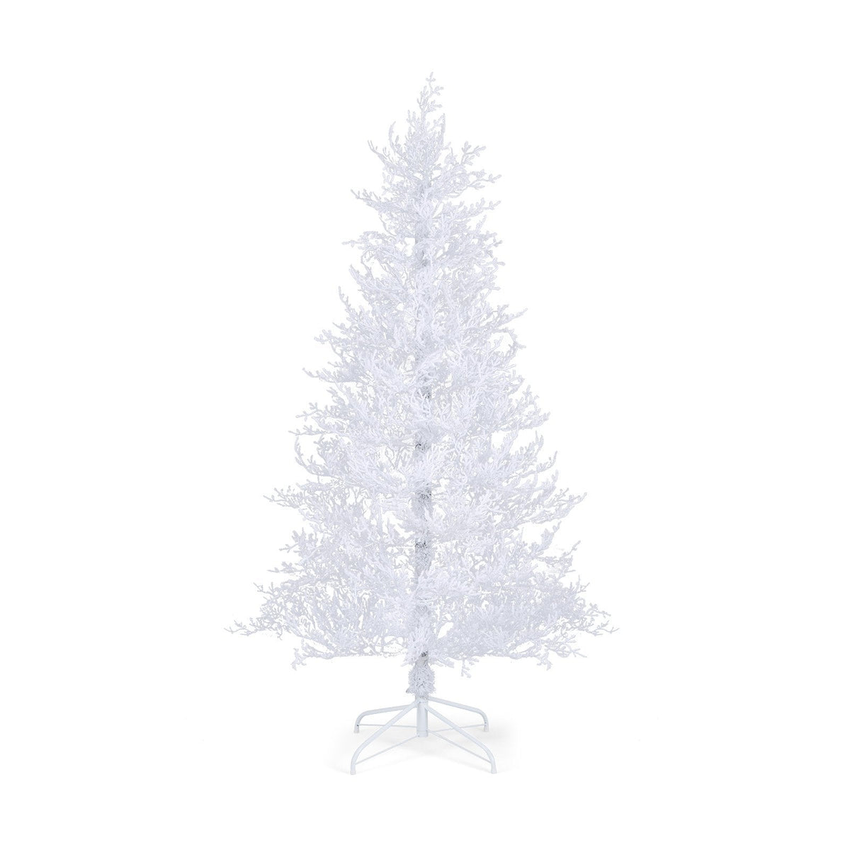 6 FT White Flocked Christmas Tree with 383 Soft PE Tips, 300 Dual Colour LEDs and Timer
