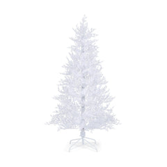 6 FT White Flocked Christmas Tree with 383 Soft PE Tips, 300 Dual Colour LEDs and Timer