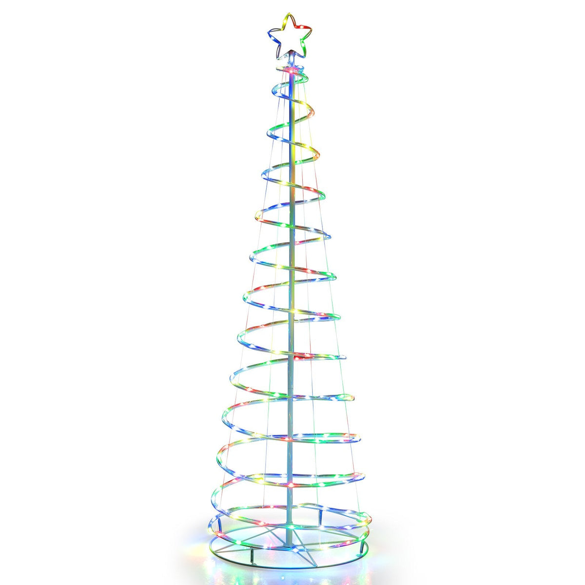 6 FT Light Up Spiral Christmas Tree with 135 LEDs, Star Topper, App Control and Ground Stakes