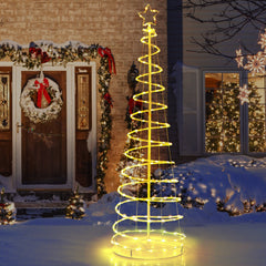 6 FT Light Up Spiral Christmas Tree with 135 LEDs, Star Topper, App Control and Ground Stakes