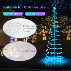6 FT Light Up Spiral Christmas Tree with 135 LEDs, Star Topper, App Control and Ground Stakes