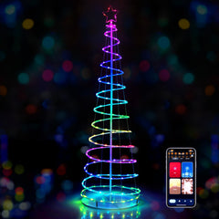 6 FT Light Up Spiral Christmas Tree with 135 LEDs, Star Topper, App Control and Ground Stakes