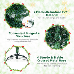 6 FT Pre-Lit Slim Pencil Christmas Tree with 618 Snowy Blue Green Tips and 250 Warm White LEDs
