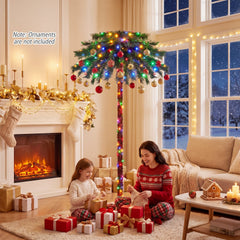 6 FT Pre-Lit Tropical Christmas Palm Tree with 210 Four Colour LEDs and Metal Plate Base
