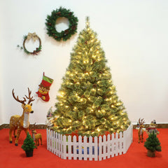 6 FT Pre-Lit Carolina Pine Christmas Tree with 484 Tips, 49 Pine Cones and 260 LED Lights
