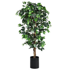71 Inch Artificial Ficus Tree, 1008 Leaf Silk Ficus with Rattan Bound Trunks