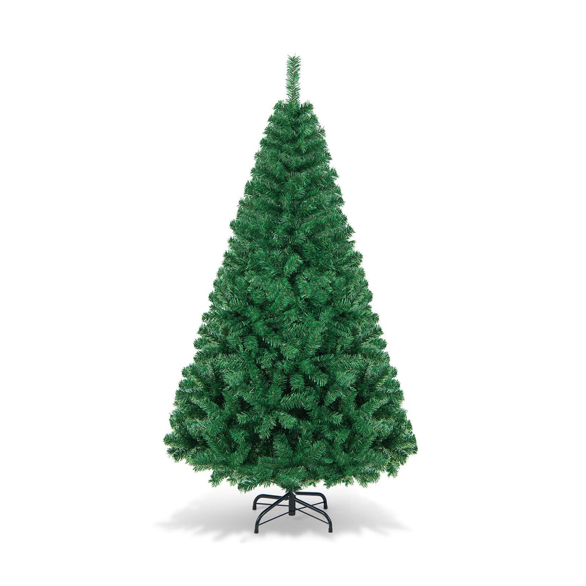 6 FT Unlit Hinged Artificial Christmas Tree with 650 PVC Tips and a Solid Metal Stand