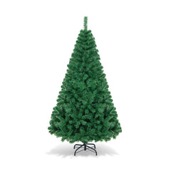 6 FT Unlit Hinged Artificial Christmas Tree with 650 PVC Tips and a Solid Metal Stand