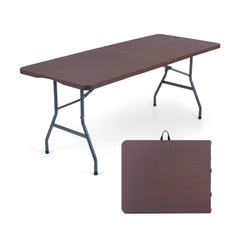 6 FT Plastic Fold-in-Half Camping Table-Coffee