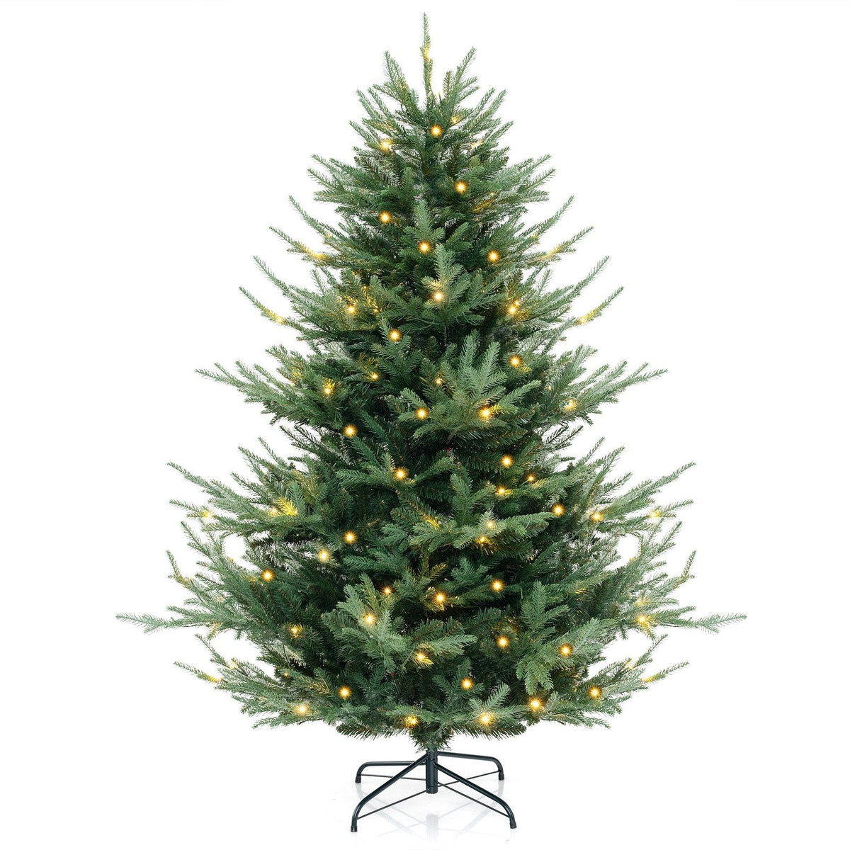 6 FT Pre-Lit Hinged Christmas Tree with 778 PVC and PE Tips, 240 Warm White LEDs and 8 Modes