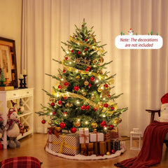 6 FT Pre-Lit Hinged Christmas Tree with 778 PVC and PE Tips, 240 Warm White LEDs and 8 Modes