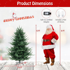 6 FT Pre-Lit Hinged Christmas Tree with 778 PVC and PE Tips, 240 Warm White LEDs and 8 Modes