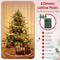 6 FT Pre-Lit Hinged Christmas Tree with 778 PVC and PE Tips, 240 Warm White LEDs and 8 Modes