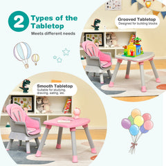 6-in-1 Convertible Baby High Chair with Adjustable Removable Tray-Pink