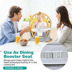 6-in-1 Convertible Baby High Chair with Adjustable Removable Tray-Yellow