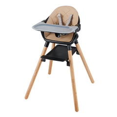 6 in 1 Convertible Highchair with Safety Harness and Removable Tray-Coffee