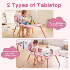 6 in 1 High Chair for Babies and Toddlers Ages 6-36 Months-Pink