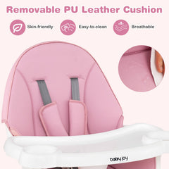 6 in 1 High Chair for Babies and Toddlers Ages 6-36 Months-Pink