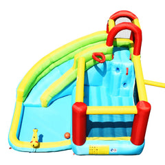 6-in-1 Inflatable Bounce House with Trampoline, Climbing Wall and Blower Included
