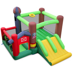 6-in-1 Inflatable Bounce House with Double Slides without Blower