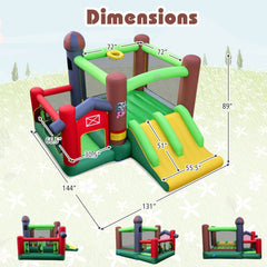6-in-1 Inflatable Bounce House with Double Slides without Blower