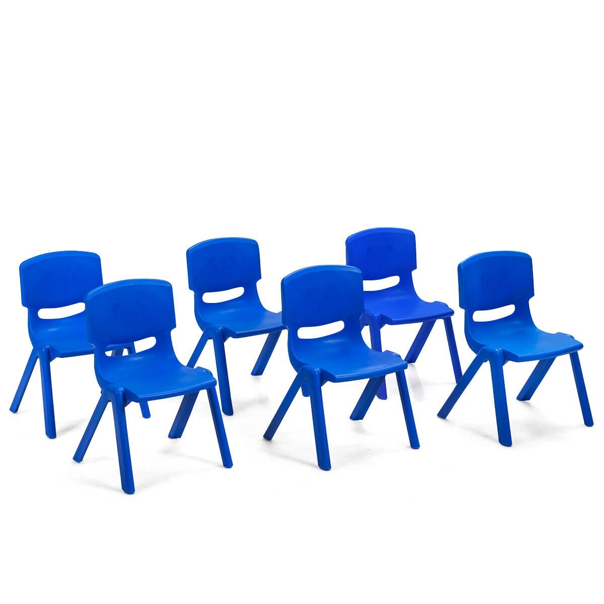 6 Pack Kids Stackable Classroom Chairs in Blue, Ages 3 to 8