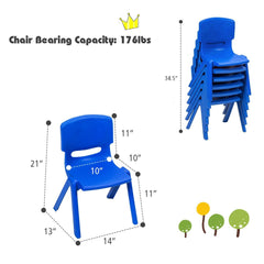 6 Pack Kids Stackable Classroom Chairs in Blue, Ages 3 to 8