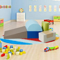 6 Piece Climb Crawl Play Set Indoor Kids, Toddler-Gray