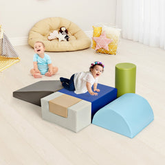 6 Piece Climb Crawl Play Set Indoor Kids, Toddler-Gray