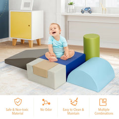 6 Piece Climb Crawl Play Set Indoor Kids, Toddler-Gray