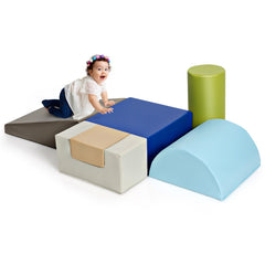 6 Piece Climb Crawl Play Set Indoor Kids, Toddler-Gray