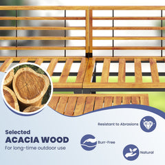 6 Piece Acacia and Metal Patio Sectional Set with 2 Ottomans and Coffee Table, Navy