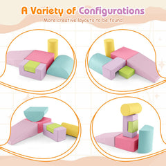 6 Pieces Foam Climbing Blocks Indoor Climb and Crawl Activity Playset with Rectangles-Macaron Multicolor