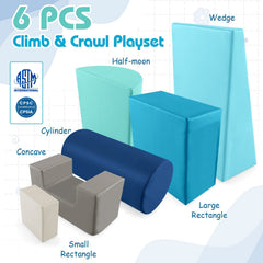 6 Pieces Foam Climbing Blocks Indoor Climb and Crawl Activity Playset with Rectangles-Navy