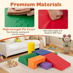 6 Pieces Foam Climbing Blocks Indoor Climb and Crawl Activity Playset with Rectangles-Orange