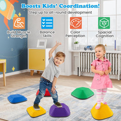 6 Pieces Kids Stepping Stone Square Balance Blocks Indoor Outdoor-Multicolor