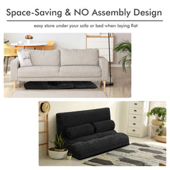 6-Position Adjustable Sleeper Lounge Couch with 2 Pillows-Black
