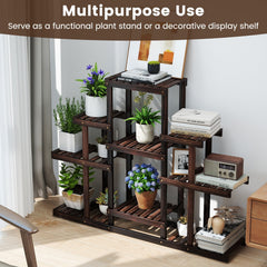 6-Tier Flower Wood Stand Plant Display Rack Storage Shelf