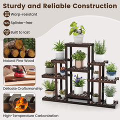 6-Tier Flower Wood Stand Plant Display Rack Storage Shelf