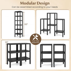 6-Tier Plastic Modular Storage Shelves for Living Room and Kitchen-Black