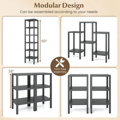 6-Tier Plastic Modular Storage Shelves for Living Room and Kitchen-Gray