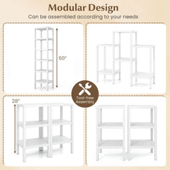 6-Tier Plastic Modular Storage Shelves for Living Room and Kitchen-White