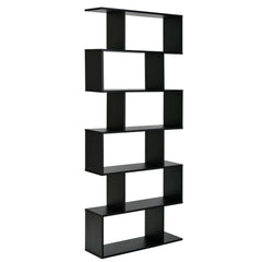 6 Tier S Shaped Bookshelf and Room Divider, Black