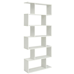6 Tier S Shaped Bookshelf and Room Divider, White